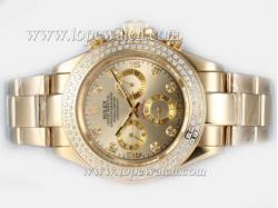 Rolex Daytona Chronograph Automatic Full Gold with Diamond Bezel-Golden Dial