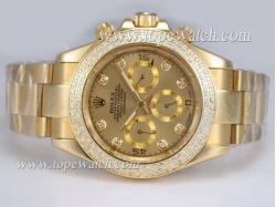 Rolex Daytona Chronograph Automatic Full Gold with Diamond Bezel-Golden Dial