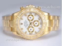 Rolex Daytona Chronograph Automatic Full Gold with Diamond Bezel-White Dial