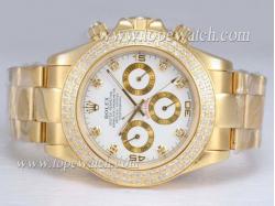 Rolex Daytona Chronograph Automatic Full Gold with Diamond Bezel-White Dial