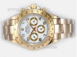 Rolex Daytona Chronograph Automatic Full Gold with White Dial-Number Marking