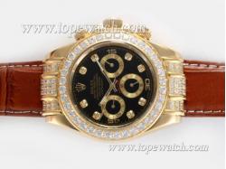 Rolex Daytona Chronograph Automatic Gold Case Diamond Marking and Bezel with Black Dial