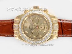 Rolex Daytona Chronograph Automatic Gold Case Diamond Marking and Bezel with Golden Dial