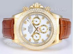 Rolex Daytona Chronograph Automatic Gold Case with Diamond Bezel-White Dial