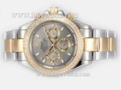 Rolex Daytona Chronograph Automatic Two Tone Diamond Bezel with Gray Dial