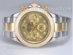 Rolex Daytona Chronograph Automatic Two Tone with Diamond Bezel-Golden Dial