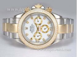 Rolex Daytona Chronograph Automatic Two Tone with Diamond Bezel-White Dial