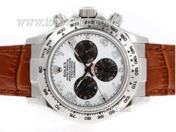 Rolex Daytona Chronograph Automatic with White Dial-Leather Strap