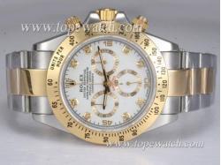 Rolex Daytona Cosmograph Chronograph Asia Valjoux 7750 Movement Two Tone with White Dial