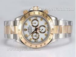 Rolex Daytona Cosmograph Chronograph Asia Valjoux 7750 Movement Two Tone with White Dial