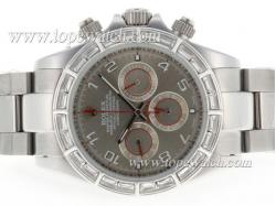 Rolex Daytona Working Chronograph CZ Diamond Bezel with Gray Dial-Number Markers