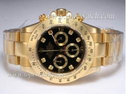 Rolex Daytona Working Chronograph Full Gold Diamond Marking with Black Dial