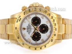 Rolex Daytona Working Chronograph Full Gold with White Dial-Number Markers