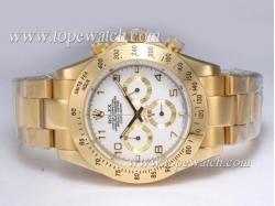 Rolex Daytona Working Chronograph Full Gold with White Dial-Number Marking