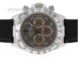 Rolex Daytona Working Chronograph Number Markers with Gray Dial-Leather Strap