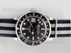 Rolex GMT-Master Automatic Working GMT Black Dial and Bezel with Nylon Strap Vintage Edition