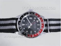 Rolex GMT-Master Automatic Working GMT Black Dial with Nylon Strap-Black with Red Bezel Vintage Edition