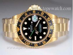 Rolex GMT-Master II 50th Anniversary Swiss ETA 2836 Movement Full Gold with Black Dial and Bezel