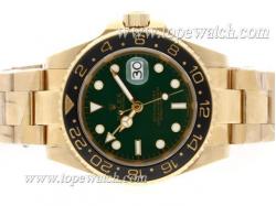 Rolex GMT-Master II Automatic 18K Full Gold Plated with Green Dial-Black Ceramic Bezel