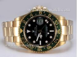 Rolex GMT-Master II Automatic GMT Working Full Gold with Black Dial-Green Bezel