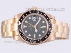 Rolex GMT-Master II Swiss ETA 2836 Movement Full Gold with Green Dial-Black Bezel