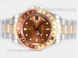 Rolex GMT-Master II Swiss ETA 2836 Movement Two Tone-18K Gold with Brown Dial