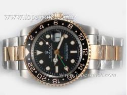 Rolex GMT-Master II Swiss ETA 2836 Movement Two Tone with Black Dial- Oyster Bracelet Version