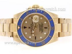 Rolex Submariner Automatic 18K Full Gold Plated with Golden Dial-Blue Ceramic Bezel