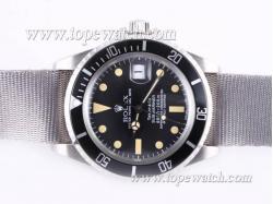 Rolex Submariner  Automatic with Black Bezel and Dial Vintage Version-Gray Nylon Strap