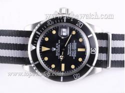 Rolex Submariner  Automatic with Black Bezel and Dial Vintage Version-Nylon Strap