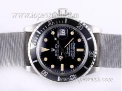 Rolex Submariner Cartier Automatic with Black Bezel and Dial Vintage Version-Gray Nylon Strap