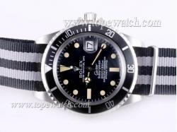 Rolex Submariner Cartier Automatic with Black Bezel and Dial Vintage Version-Nylon Strap
