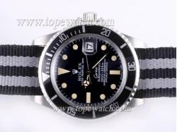 Rolex Submariner Cartier Automatic with Black Bezel and Dial Vintage Version-Nylon Strap