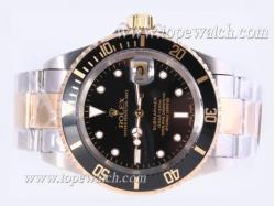 Rolex Submariner Swiss ETA 2836 Movement Two Tone with Black Dial