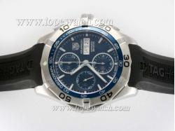 Tag Heuer Aquaracer 300 Meters Chrono Day Date Asia Valjoux 7750 Movement with Blue Dial