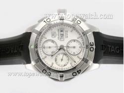 Tag Heuer Aquaracer 300 Meters Chrono Day Date Asia Valjoux 7750 Movement with White Dial