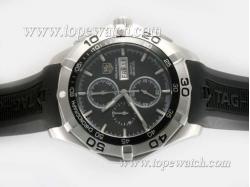 Tag Heuer Aquaracer 300 Meters Chrono Day Date Black /Same Chassis As 7750 Version-Sapphire Glass