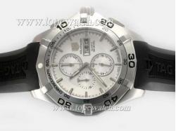 Tag Heuer Aquaracer 300 Meters Chrono Day Date White / Same Chassis As 7750 Version-Sapphire Glass