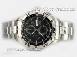 Tag Heuer Aquaracer 300 Meters Chrono Day Date Working Chronograph with Black Dial-Same Chassis As 7750 Version-Sapphire Glass