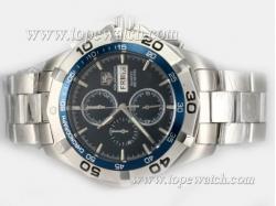 Tag Heuer Aquaracer 300 Meters Chrono Day Date Working Chronograph with Blue Dial-Same Chassis As 7750 Version-Sapphire Glass