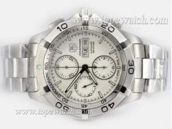 Tag Heuer Aquaracer Chrono Day-Date Asia Valjoux 7750 Movement AR Coating with White Dial