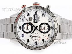 Tag Heuer Carrera Calibre 16 Chronograph Automatic with White Carbon Fibre Style Dial-Same Chassis As ETA Version-High Quality