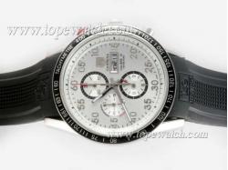 Tag Heuer Carrera Calibre 16 New Version Working Chronograph With Silver Dial-Rubber