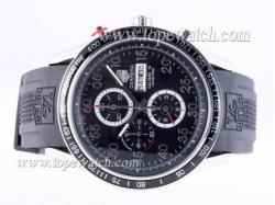 Tag Heuer Carrera Calibre 16 Working Chronograph With Black Dial-Rubber