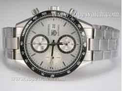 Tag Heuer Carrera Chronograph Asia Valjoux 7750 Movement White Dial with Black Bezel