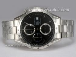 Tag Heuer Carrera Chronograph Asia Valjoux 7750 Movement with Black Dial