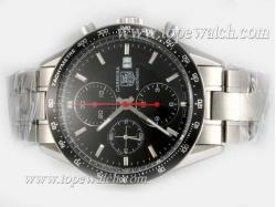 Tag Heuer Carrera Chronograph Asia Valjoux 7750 Movement with Black Dial and Bezel