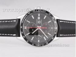 Tag Heuer Carrera Chronograph Asia Valjoux 7750 Movement with Black Dial and Bezel-Deployment Buckle