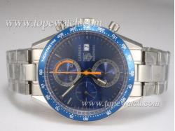 Tag Heuer Carrera Chronograph Asia Valjoux 7750 Movement with Blue Dial and Bezel