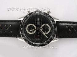 Tag Heuer Carrera Chronograph Automatic Black Dial and Bezel with Deployment Buckle Same Chassis As 7750-High Quality